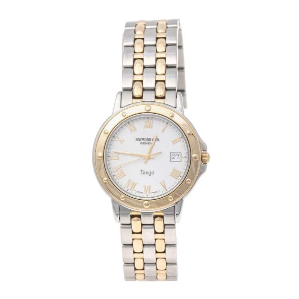 Raymond Weil White Two Tone Stainless Steel Tango 5560 Men's Wristwatch 36 mm